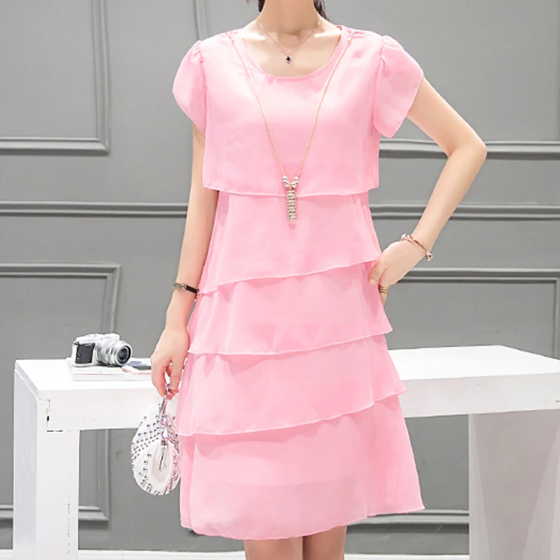 5XL плюс размер платье 2019 Лето шифон Мода оборки вечерние женские платья свободные