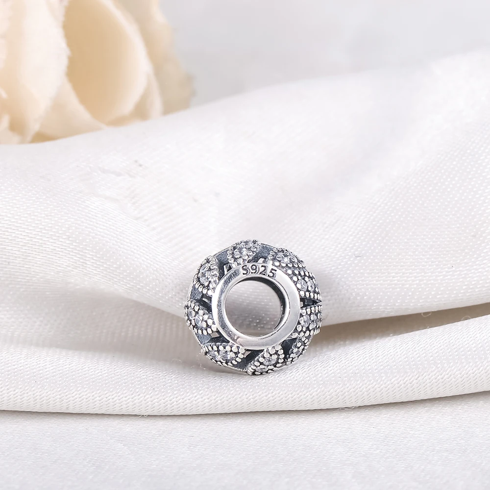 LZESHINE New Sparkling CZ Leave Openwork Charms Beads fit Original Bracelets Bangle Fashion 925 Sterling Silver Jewelry PSMB0852 | Украшения