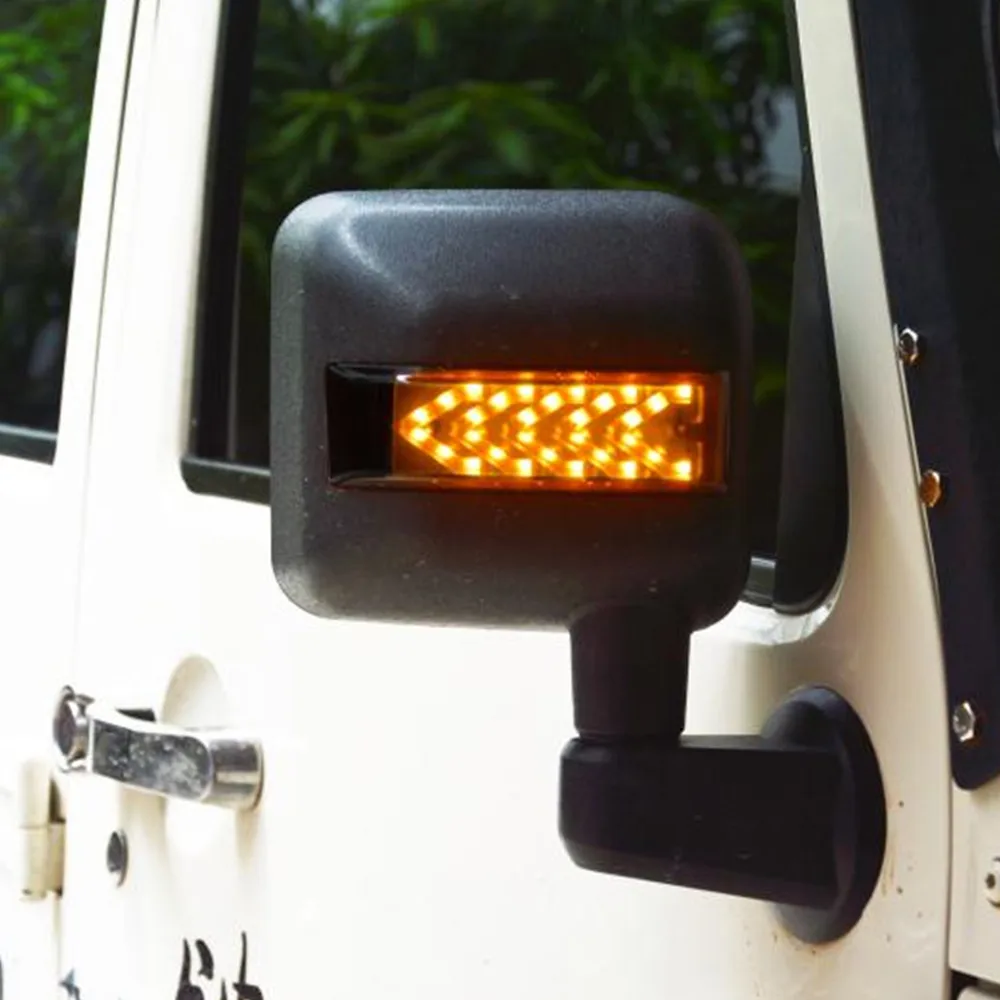 Для Jeep Wrangler JK JKU боковые зеркала заднего вида Корпус с Белый DRL Янтарный