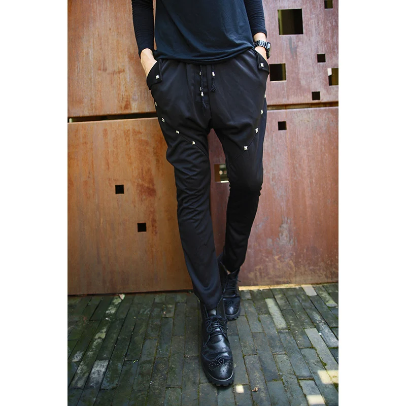 Мужские шаровары в стиле хип-хоп повседневные штаны из хлопка и льна брендовые