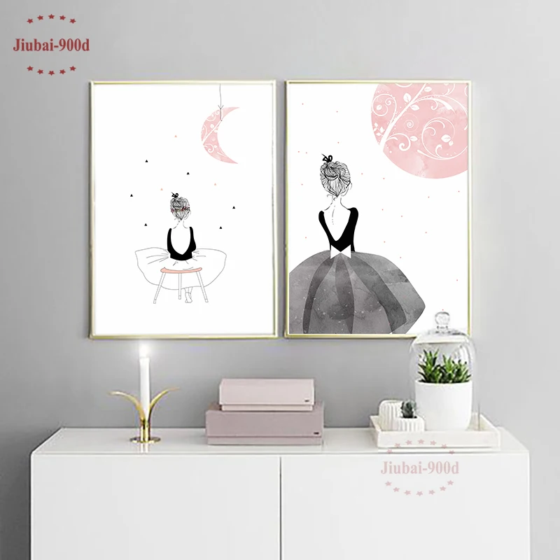 

Watercolor Girls Canvas Art Print Painting Poster, Wall Pictures for Girls Room Wall Art Decor Decoration Pictures CM022M