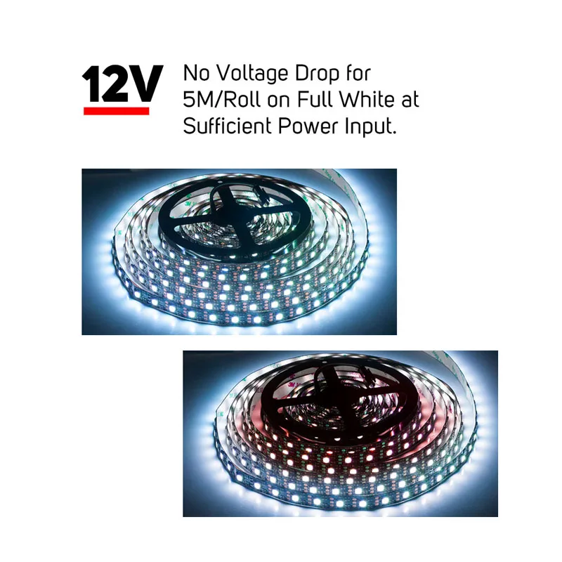 SK6812 RGB WS2812 12В 5м 60leds/m Smart Led Pixel WS2812B полоса черная PCB IC индивидуально адресуемые