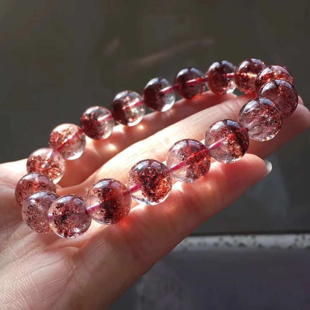 

Natural Lepidocrocite Quartz Rutilated Super Seven 7 Red Woman Man Healing 12.5mm Round Beads Bracelets AAAAA Certificate