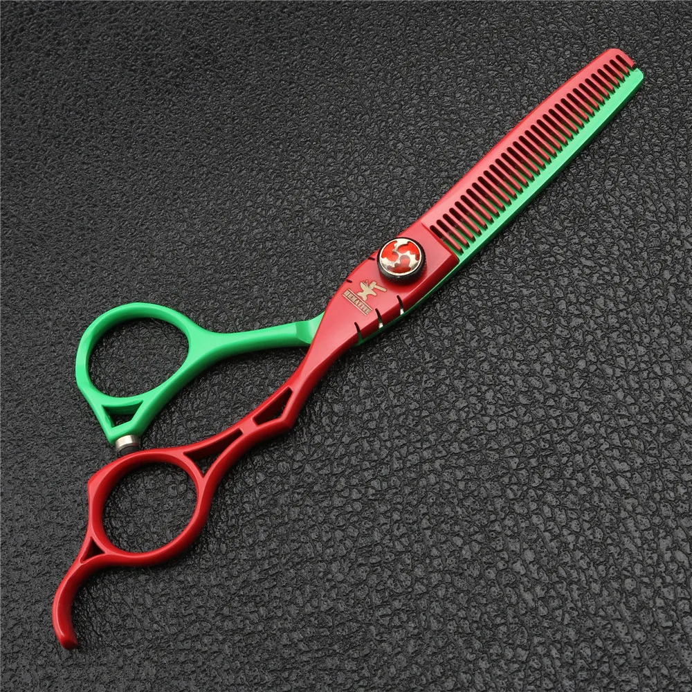 Набор для стрижки волос для старших 6-дюймовых красно-зеленых волос и гребенком в японском барбершопе.