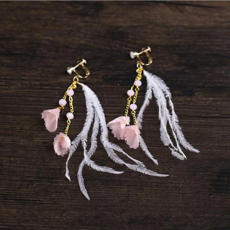 Аксессуары для волос в Корейском стиле розовый розетка серьги Свадебные