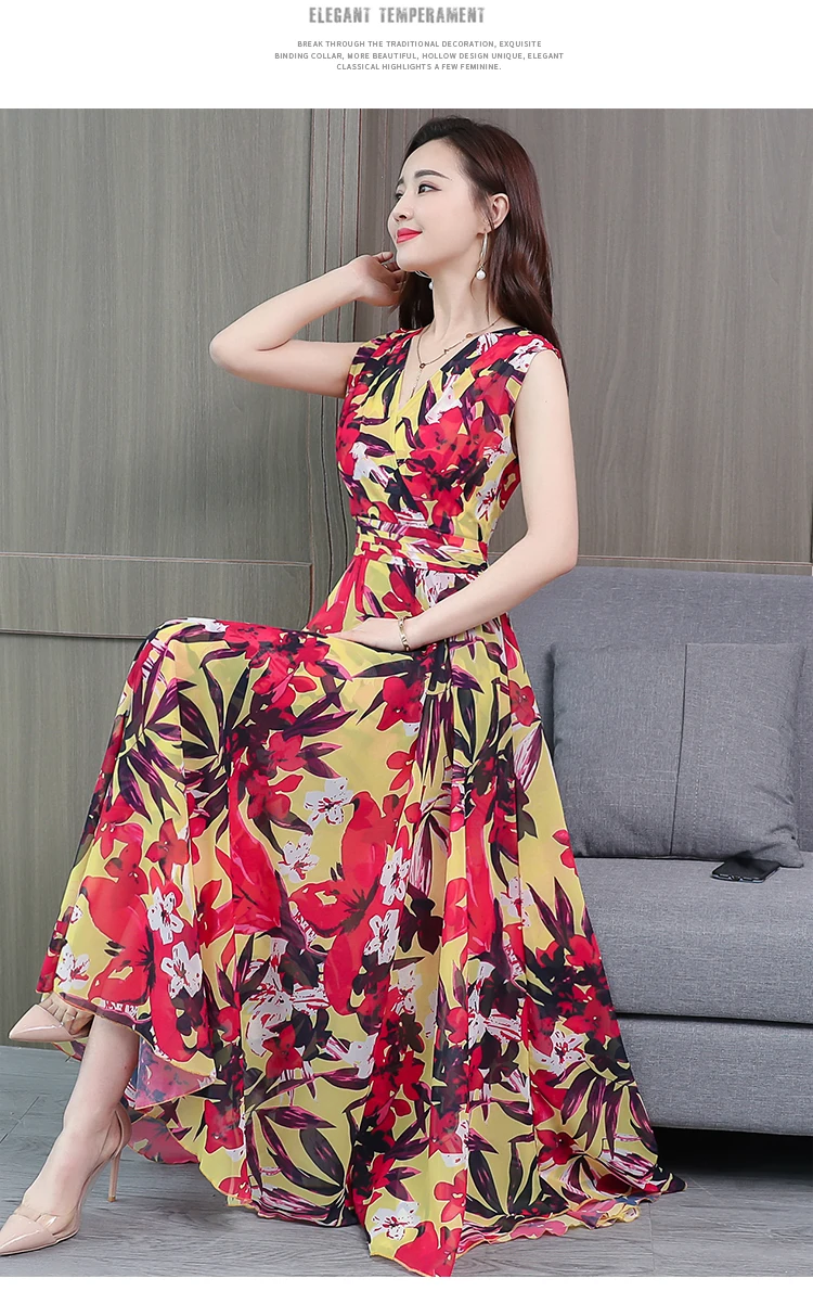 Элегантные цветочные шифоновые Boho Макси платья летние винтажные 4XL плюс размер пляжный отдых сарафан женские облегающие вечерние платья