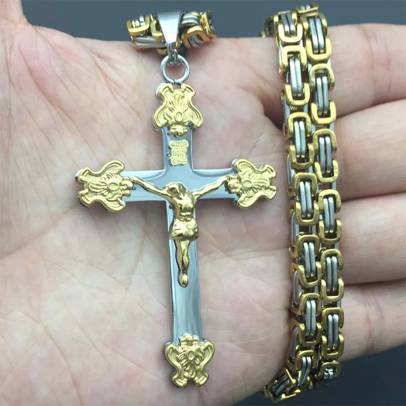 Подвеска и ожерелье INRI Jesus крестообразное распятие Золотой/серебристый цвет