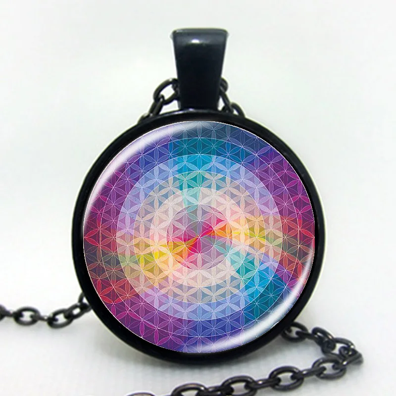 2017 цветок жизни арт фото zen подвеска ожерелье амулеты стекло кабошон Йога