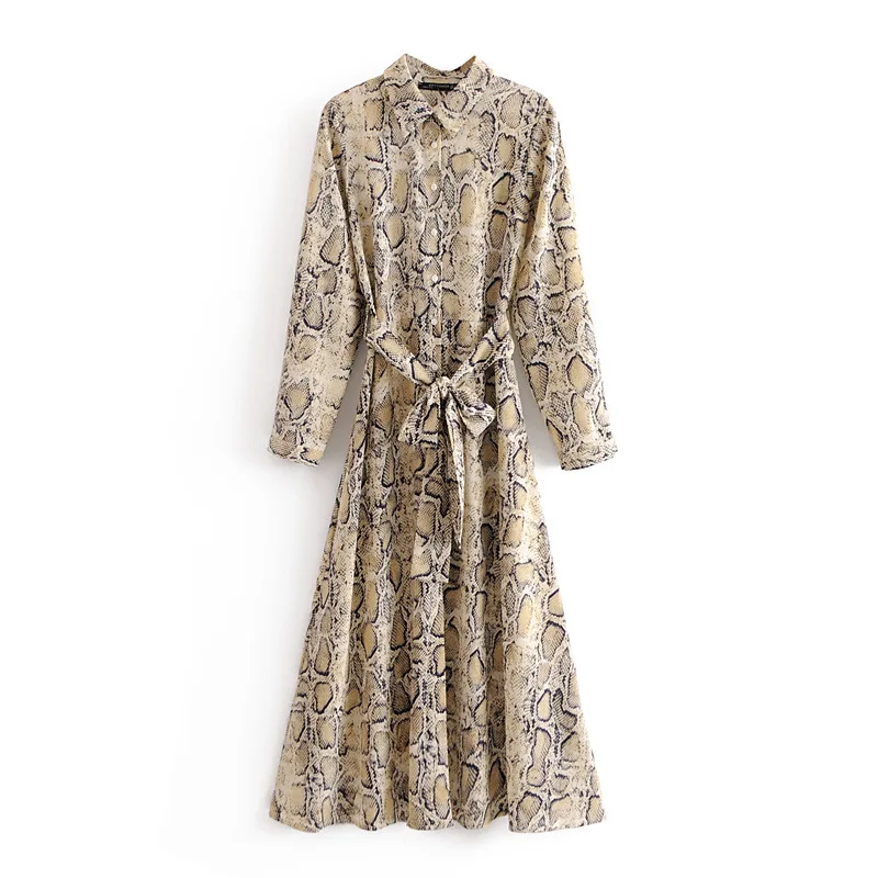 Винтажное платье до щиколотки с леопардовым принтом бантом поясом длинным