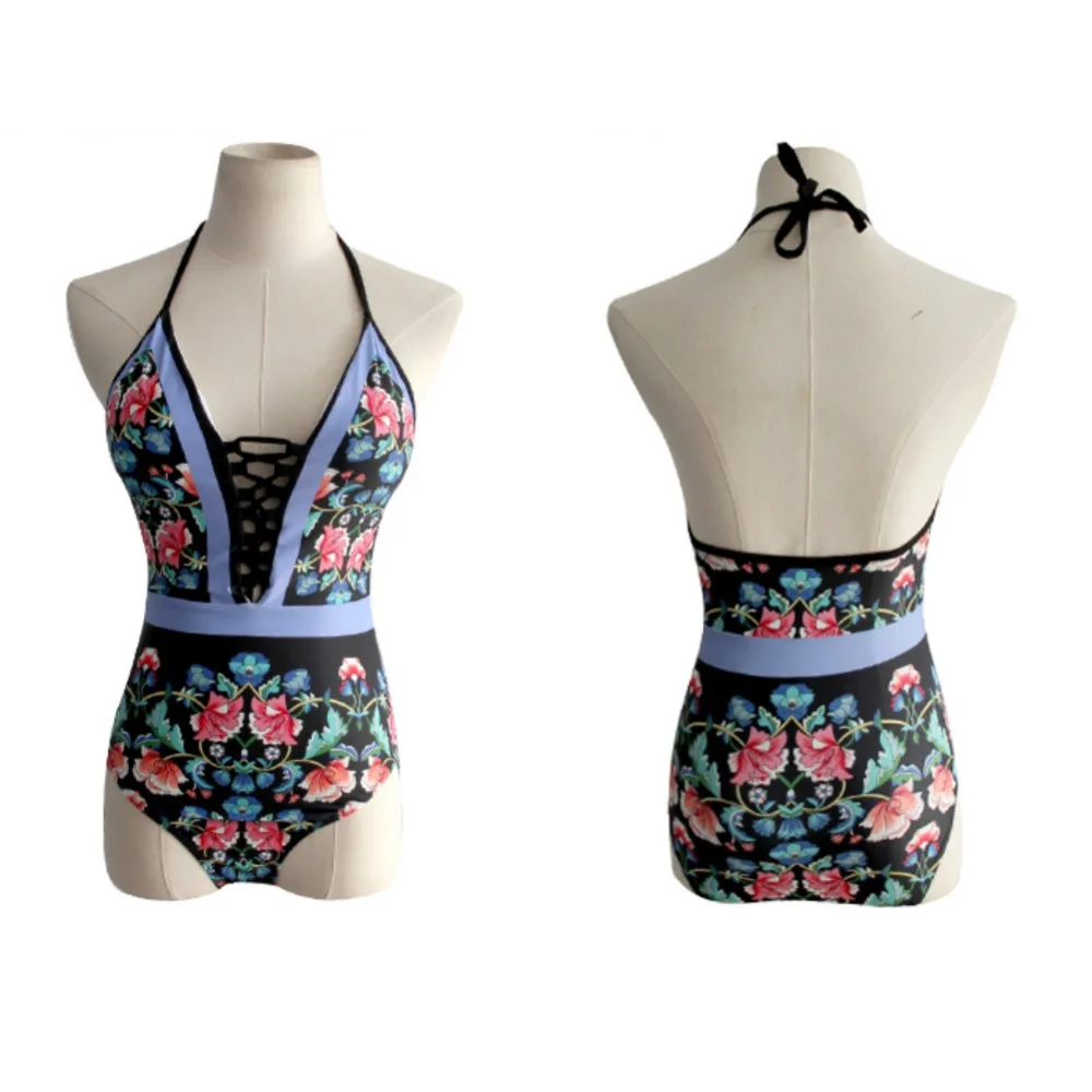 Женский цельный купальник купальный костюм без рукавов с v образным вырезом