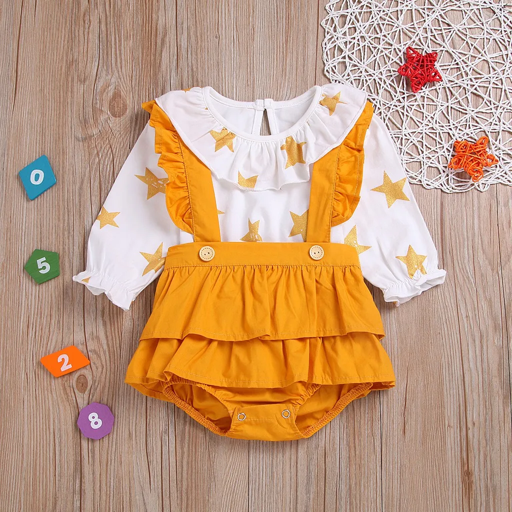 Комплект одежды для маленьких девочек детский топ с длинными рукавами и