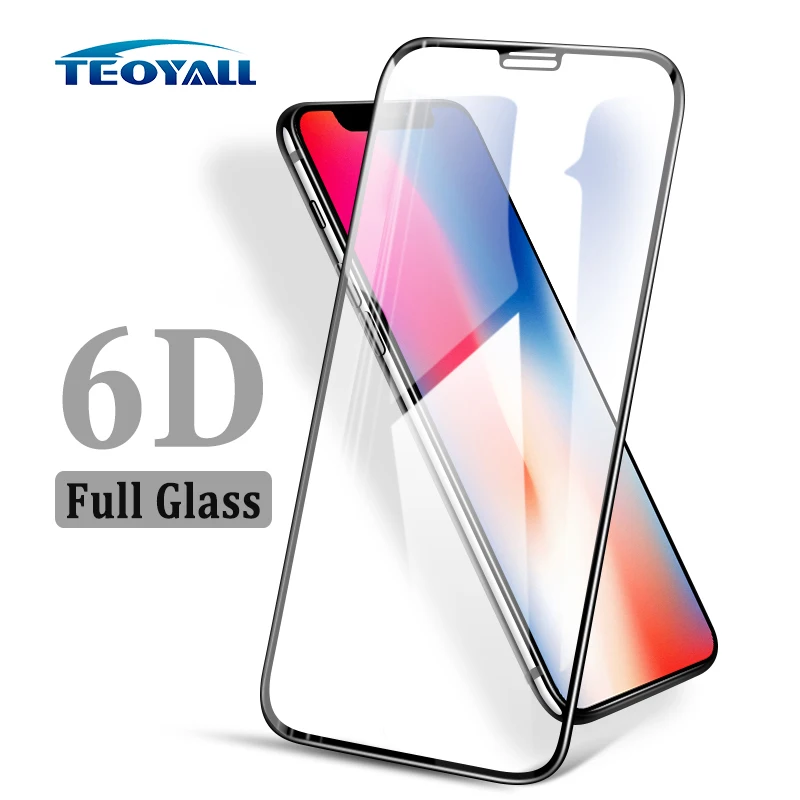 Закаленное стекло TeoYall с маленькими краями 6D для iPhone XS Max XR X Защита экрана Apple 6 6s 7 8