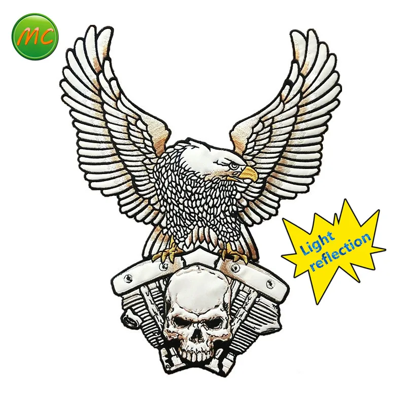 Большой патч двигатель Орел панк Байкер ручной работы мотоцикл вышивка свет