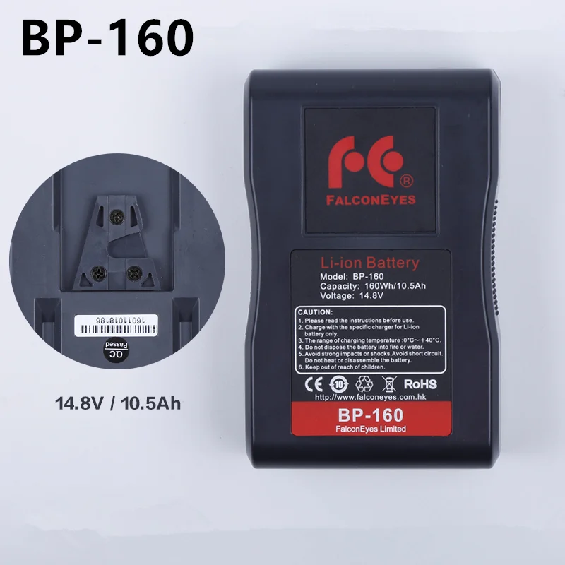 Falcon Eyes BP-160L 10500 мА/ч, 14,8 V-Mount Батарея с адаптером селфи-стик Зарядное устройство для RX-12TD RX-18TD RX-24TDX RX-29TDX RX-36TDX CD50 - Цвет: BP-160