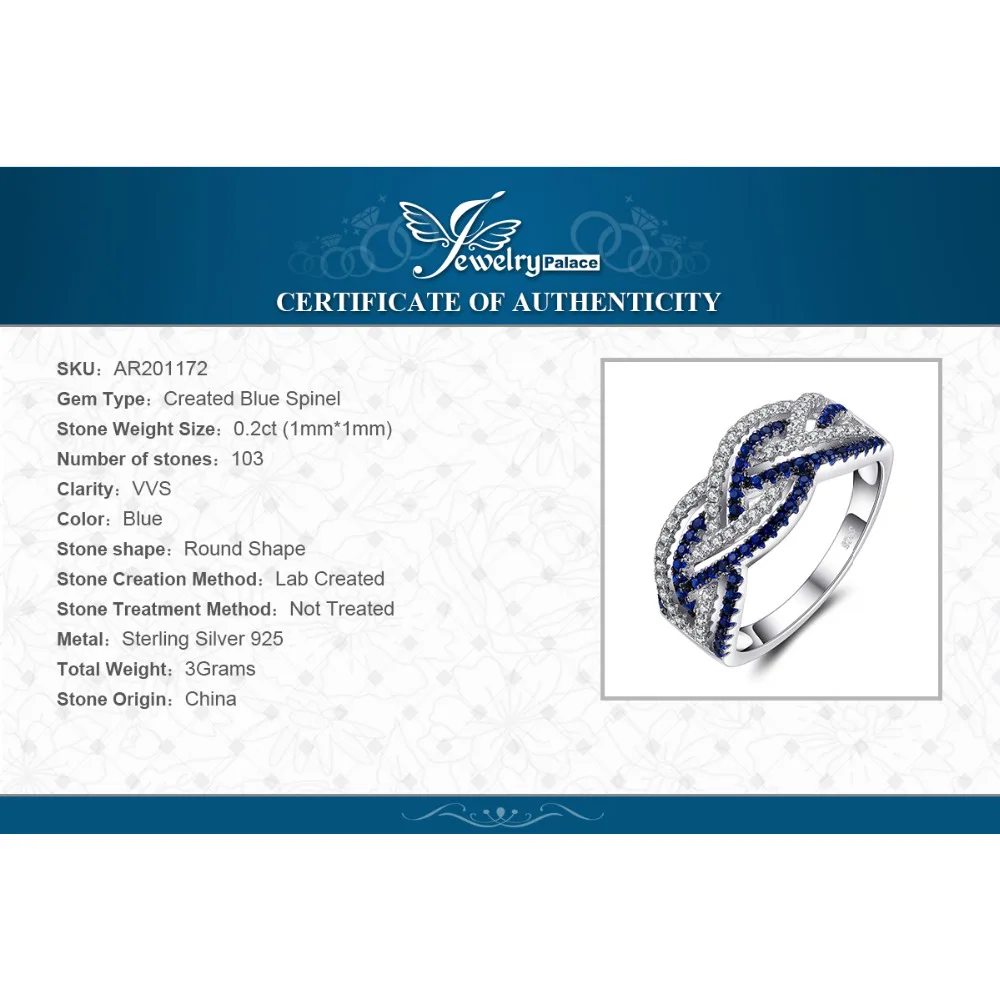 Jewelrypalace переплелись линии два оттенка 0.2ct создан синий шпинель кубического