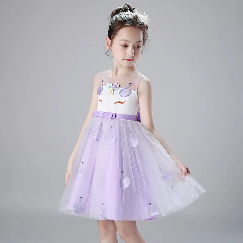 2019 New Girls Unicorn Flamingo Birthday Party Dress Kids Summer Tulle Tutu Princess Dresses Children Clothes + Headwear BW184 | Детская