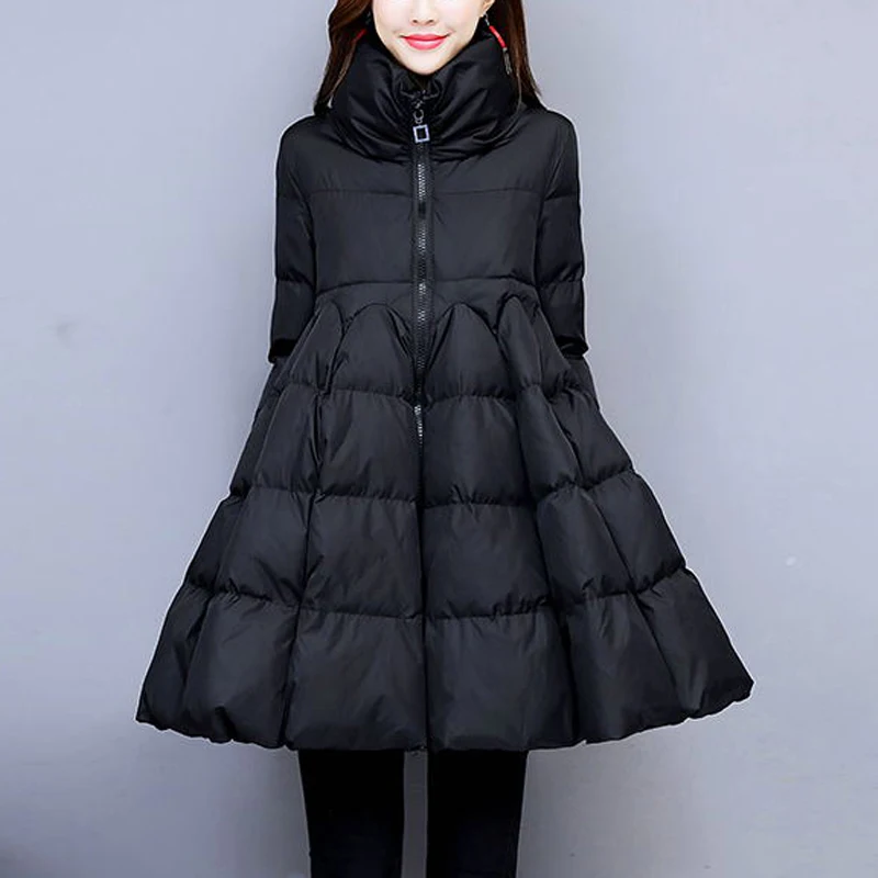 Женское хлопковое пальто с карманами однотонная Повседневная Длинная куртка на