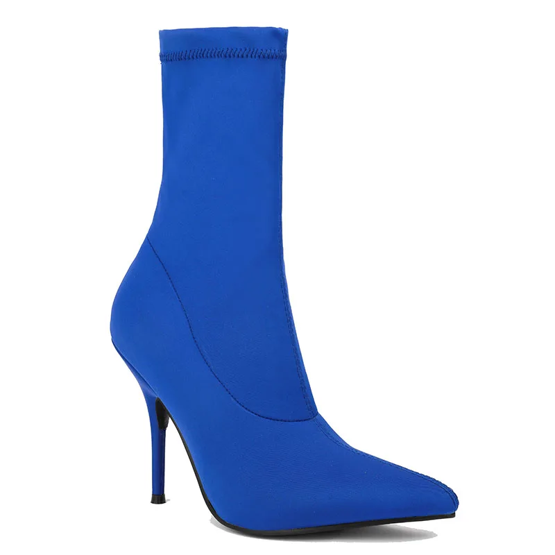 fashion new stiletto pointed elastic booties sexy Lycra catwalk women's boots large size 34-49 yards
