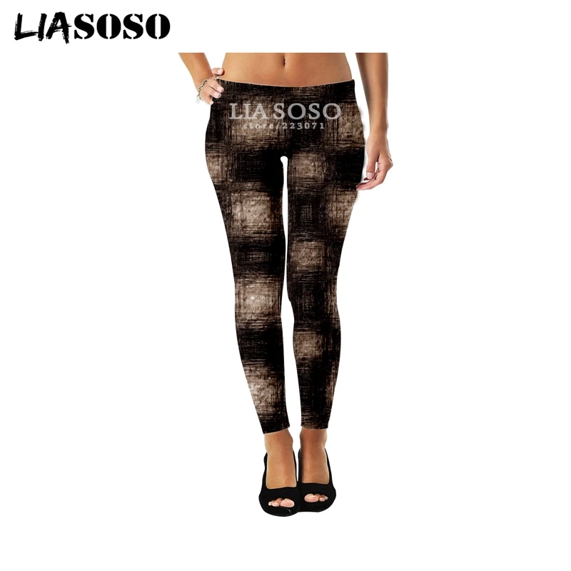 LIASOSO сексуальные модные женские леггинсы эластичные 3D принт шотландская клетка