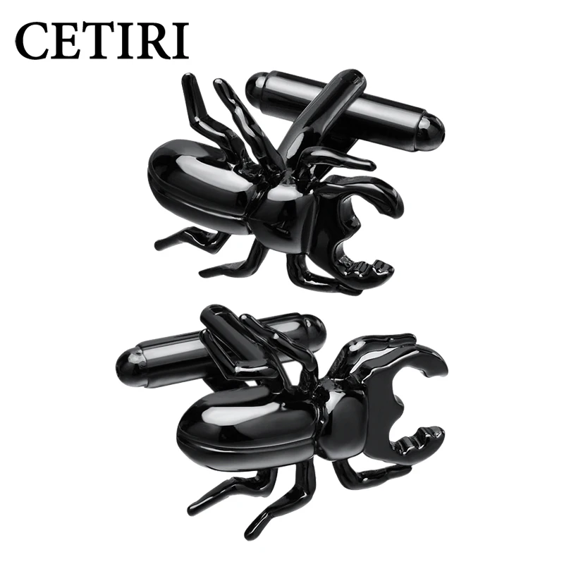 

CETIRI Punk Metal Copper Cufflinks Men's Suit Shirt IP Black Insect Beetle Cufflinks High Quality No With Gift Box