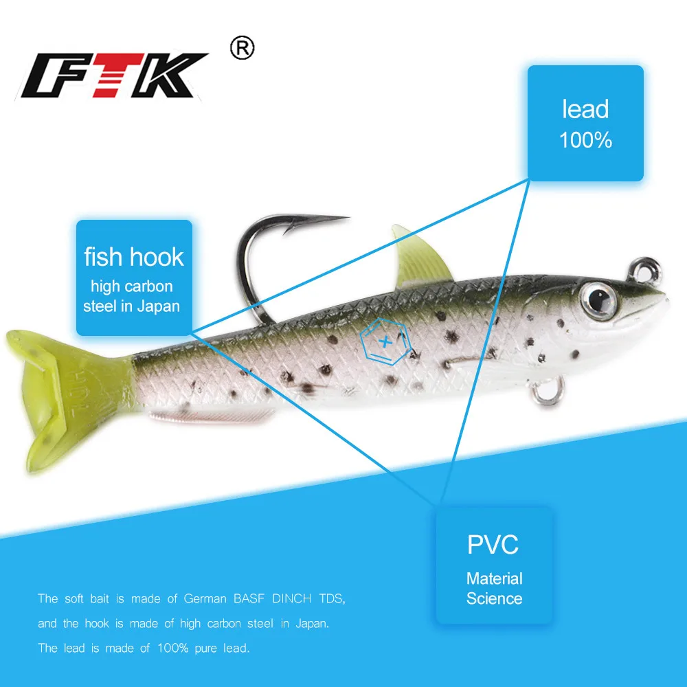 Мягкая приманка FTK 30 г/40 г морской окунь карп рыболовный джиг воблеры в виде