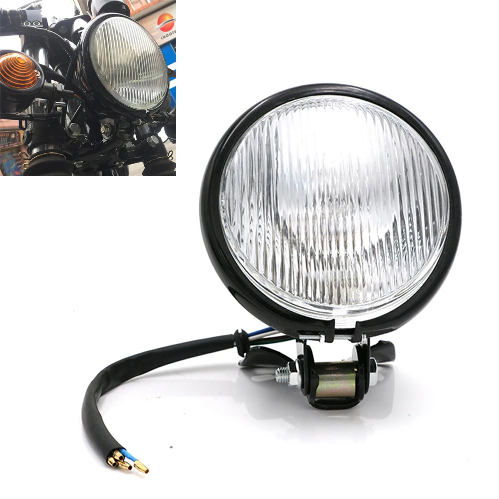 Алюминиевая мотоциклетная фара в стиле ретро 12 В черная лампа дальнего и