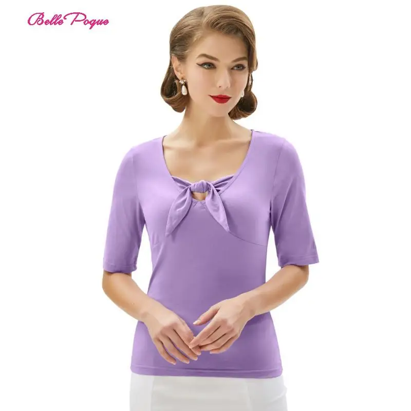 Belle Poque сведения о моде дамы передний узел галстука женские с коротким рукавом