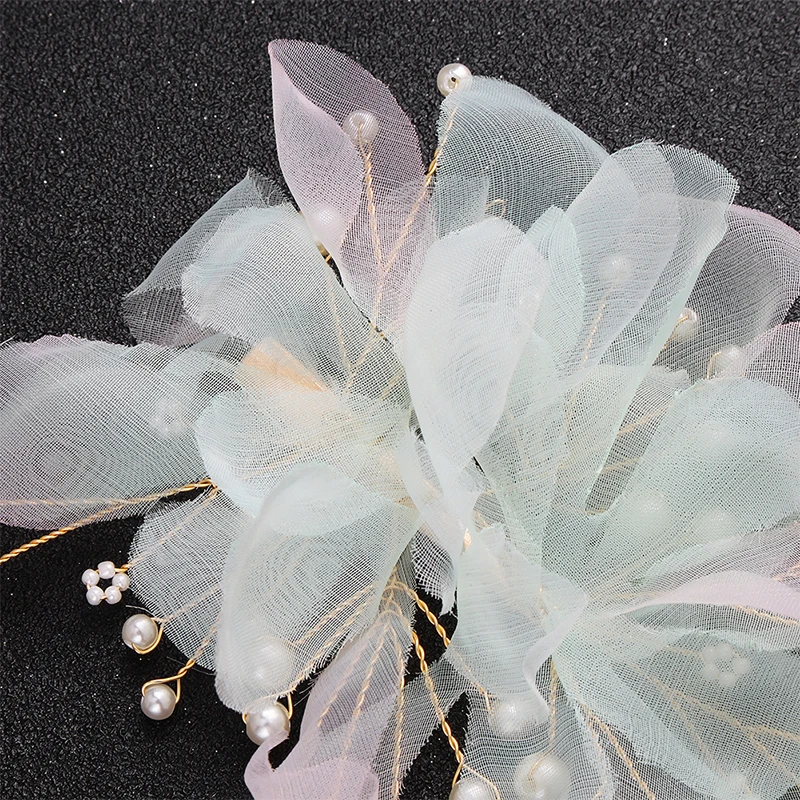 Жемчужные заколки для волос Miallo свадебные аксессуары из органзы с цветами