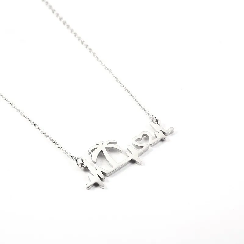 Ожерелья с кокосовым деревом RIR ожерелья электрокардиограммой сердцебиение