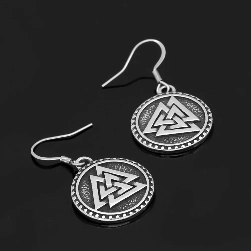Скандинавский Викинг valknut амулет серьги из нержавеющей стали с подарочной сумкой