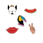 Милая мультяшная Брошь для женщин собака губы дятел попугай арбуз металлический рюкзак с нашивками эмаль ювелирные изделия Мужская рубашка отворот булавки подарок