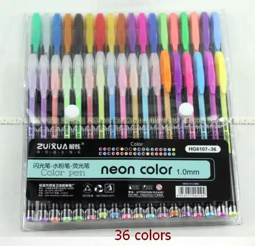 36 colors 12 24 36 48 набор гелевых ручек, цветные гелевые ручки, блестящие металлические ручки, хороший подарок для рисования цветом, детей, набросков, живописи, рисования - Цвет: 36 colors