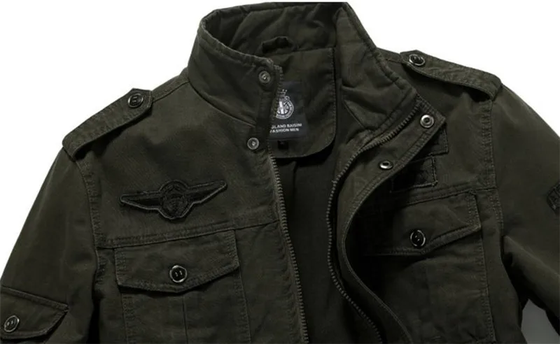 Мужская зеленая хаки форменная зимняя куртка повседневная ветрозащитная