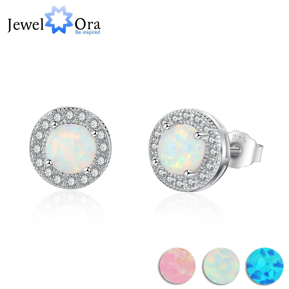 Женские серьги пусеты Milky Opal круглые из стерлингового серебра 925 пробы модные