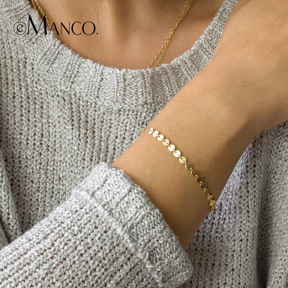 Женский Регулируемый браслет eManco золотой с цепочкой ювелирное изделие подарок