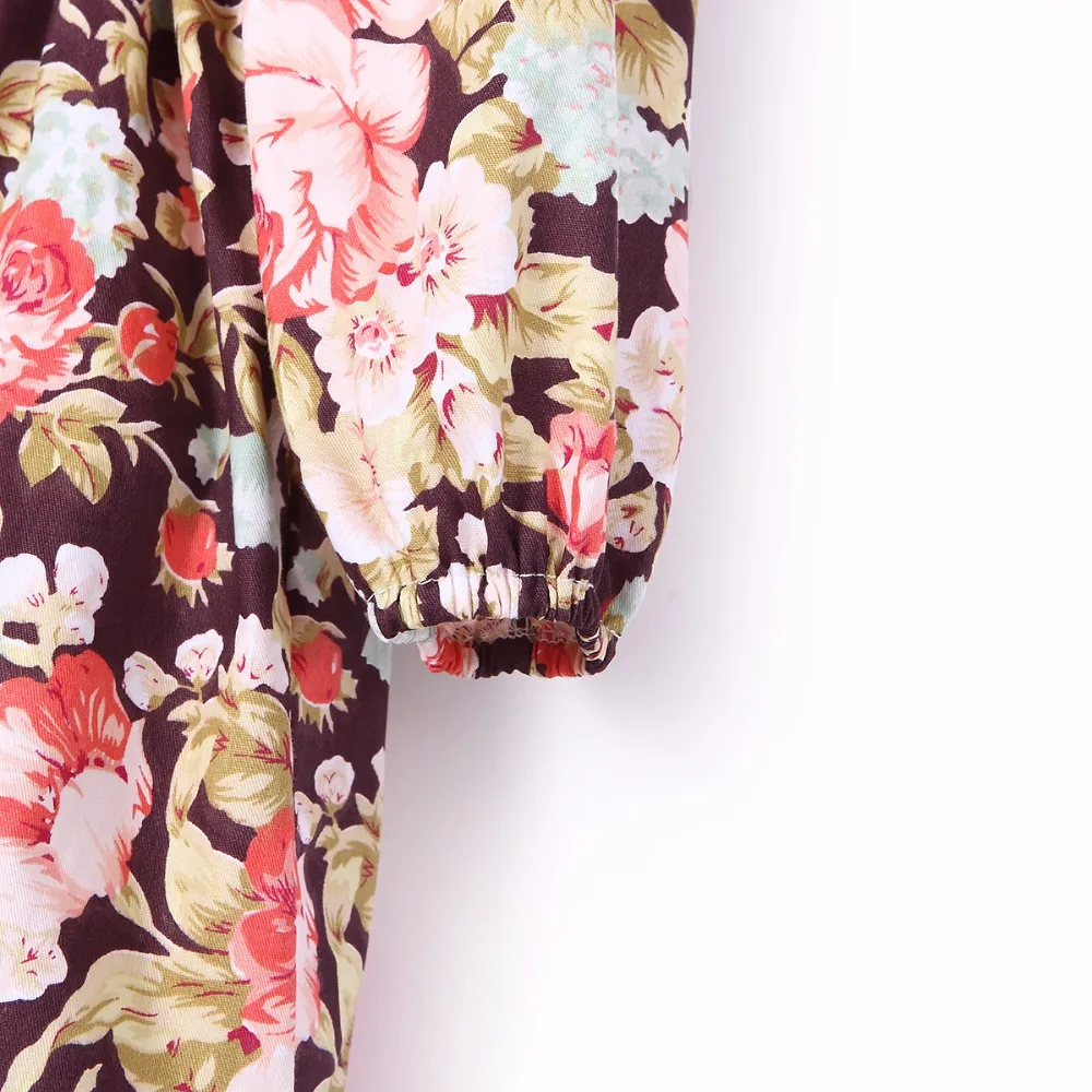 Baby Girl Autumn 2018 Cotton Casual Vintage Rose Floral Print Long Sleeve Kids Dresses For Party Toddler Clothes vestido |