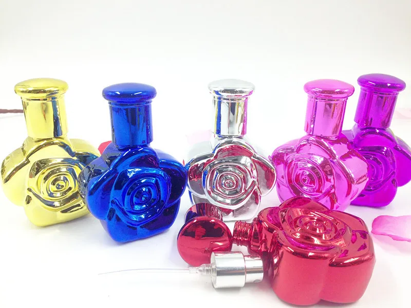 50pcs wholesale 35 ML UV painting Glass Perfume Spray Bottle With Colorful Cap ,35ml glass Empty Fragrance perfume spray Bottle