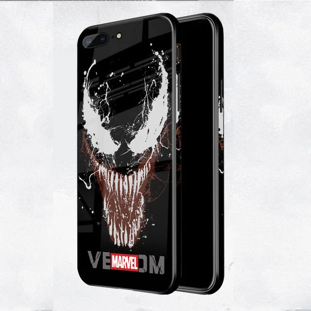 Роскошные чехлы для телефонов из закаленного стекла с рисунком комиксов Marvel Venom 3D для iPhone 11 Pro MAX XS MAX XR 8 7 6 6s Plus XS 10X - Цвет: venom2