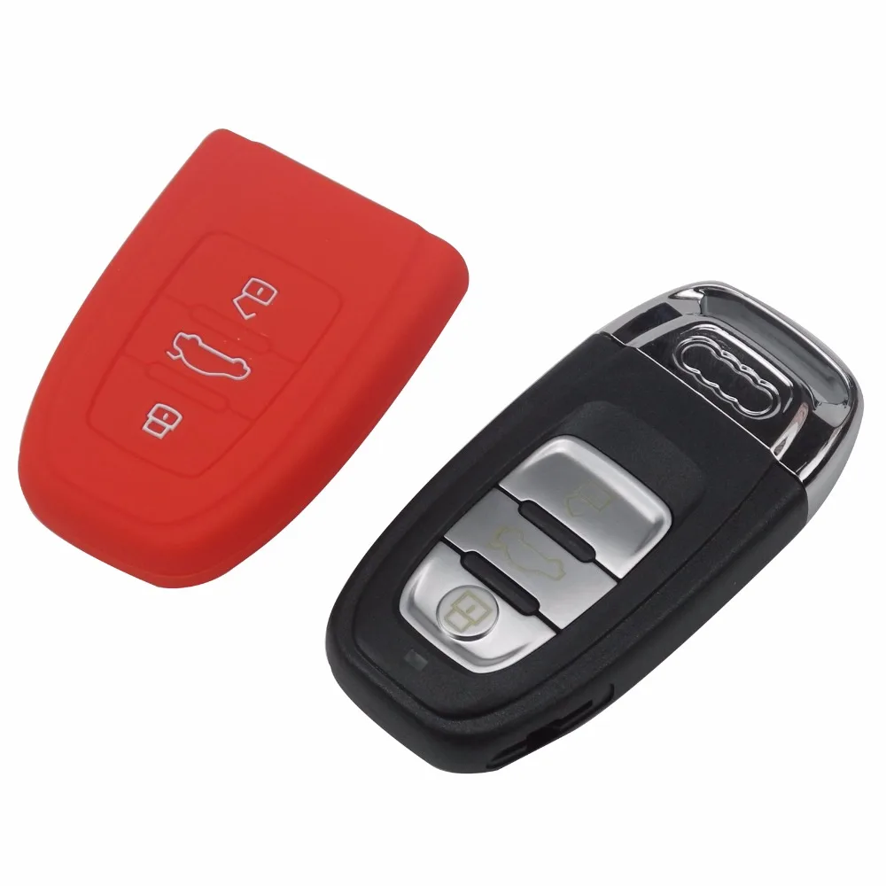 Jingyuqin 3 кнопки силиконовый чехол для ключей от машины Audi B6 B7 B8 A4 A5 A6 A7 A8 Q5 Q7 R8 TT S5 S6 S7 S8