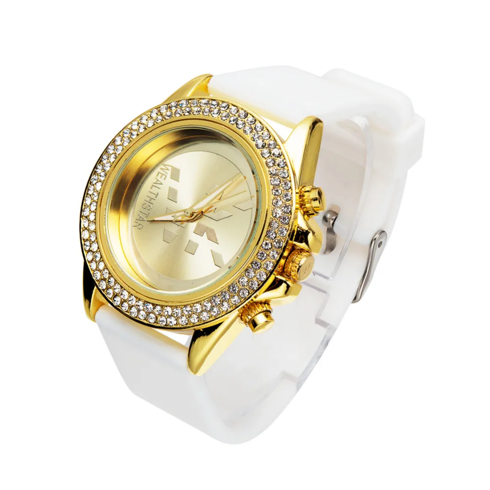 Золотые Брендовые Часы VK с кожаным и силиконовым ремешком роскошные