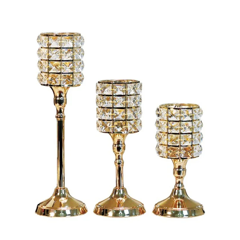 Скандинавский Хрустальный Золотой подсвечник роскошный романтический