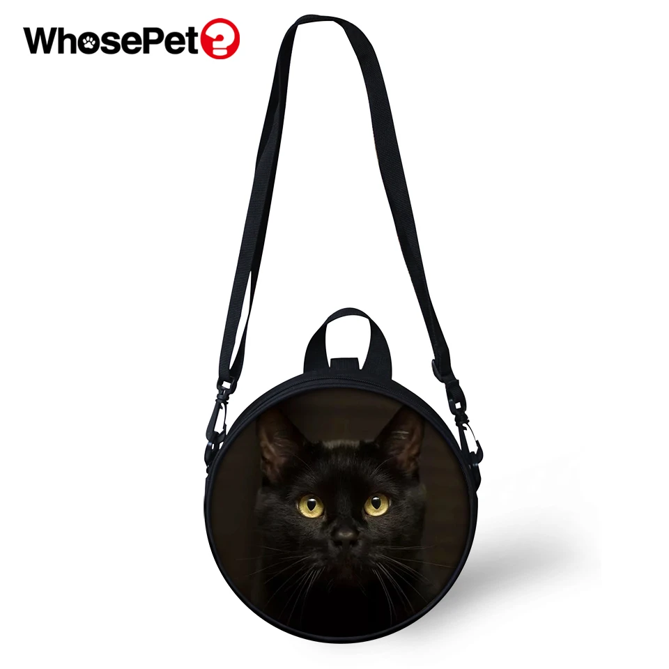 WHOSEPET черный Детские кошки печати Креста тела сумки на плечо круглый Форма