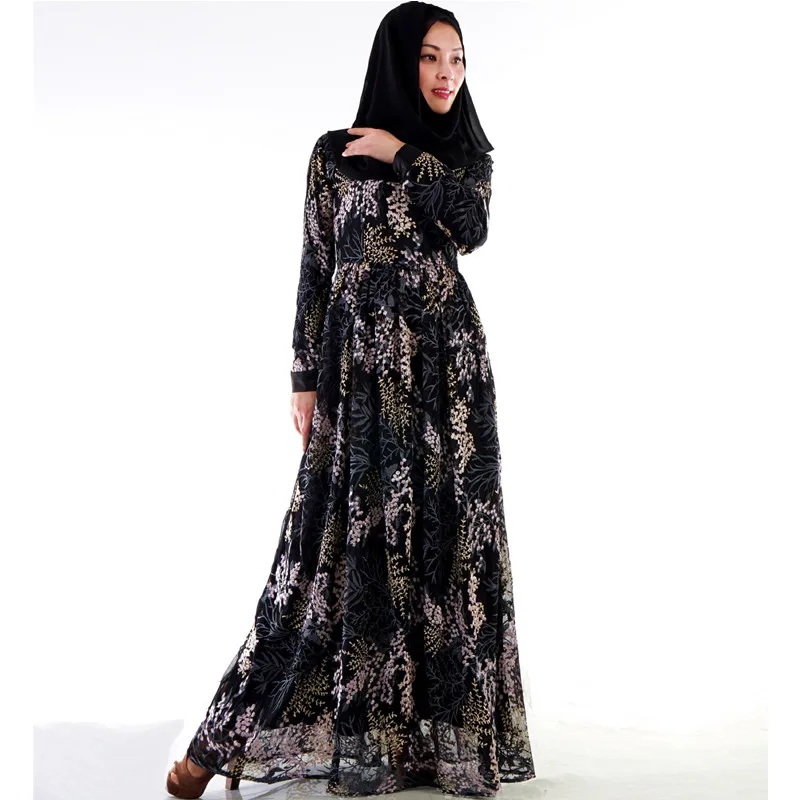 Женское кимоно с вышивкой Abaya белое кружевное в стиле Рамадана турецком 2019 |