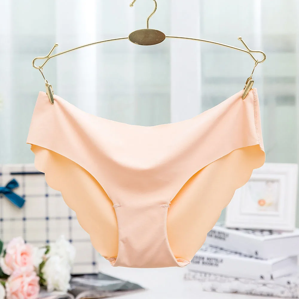 Solid Lowwaist Women Underwear Panties Ice Silk Ultra-thin Brief Seamless Female Lingerie Underpants Plussize Girl | Женская одежда