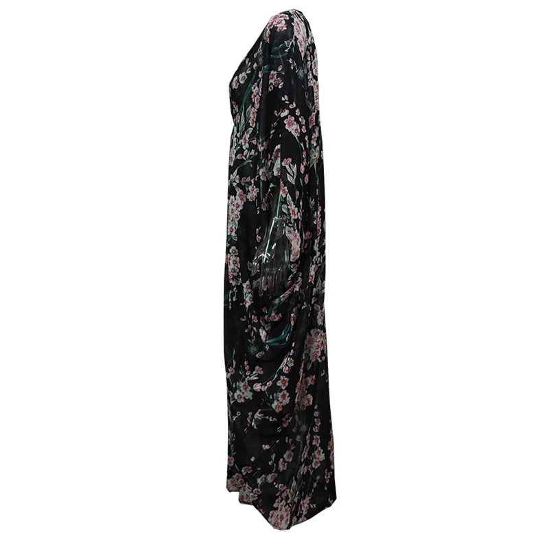 Размера плюс ropa mujer Boho abaya Дубай мусульманский корейский длинный рукав летучая мышь шифон Цветочный кимоно кардиган блузка женская одежда