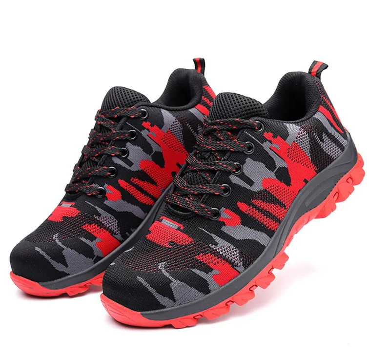 Мужские защитные рабочие ботинки модная камуфляжная Весенняя дышащая сетчатая
