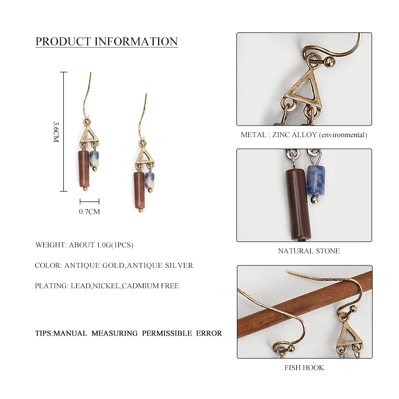 Женские Винтажные висячие серьги из натурального камня антикварные золотые