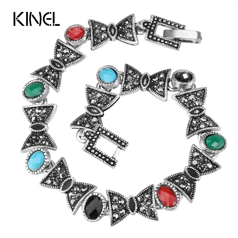 Лидер продаж браслеты с бантом и для женщин серебряный цвет инкрустация из смолы