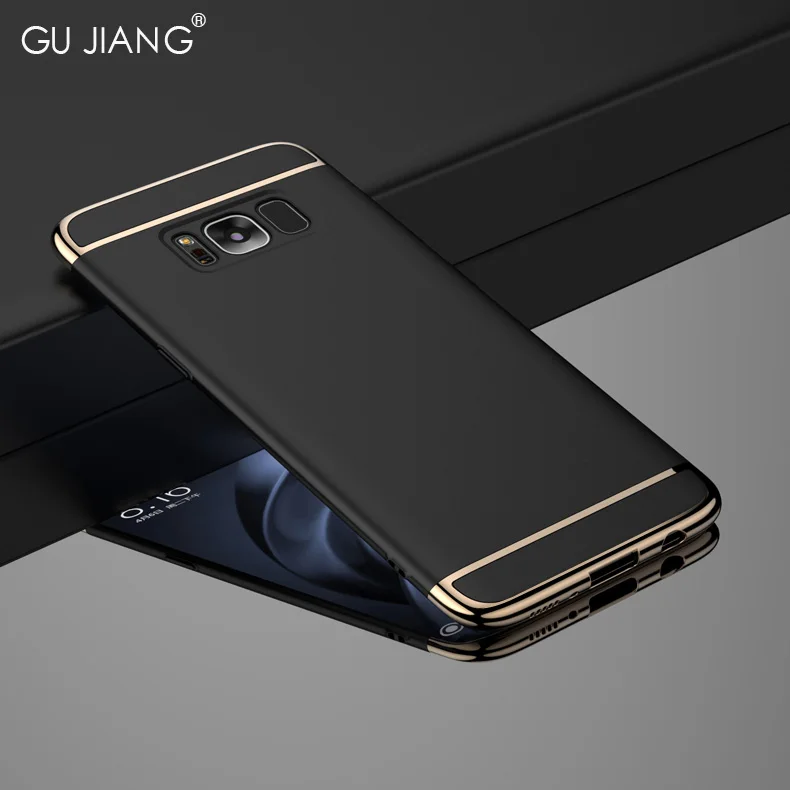 GU JIANG Luxury Full Cover 3 in 1 Phone Bag for Samsung Galaxy S8 &amp PLUS Hard PC Electronic- plating Protector Case Shell |