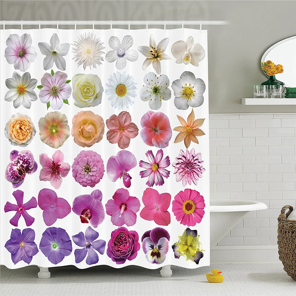 Декор в виде цветка душевая занавеска комплекте узор различных вазы цветы